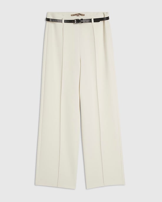 River Island Womens Straight Leg Trousers White Belted Pin Tuck - Image 6