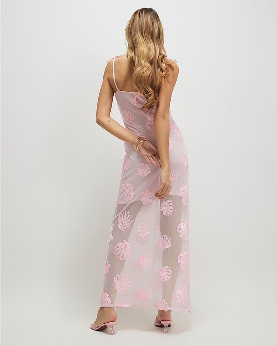 River Island Womens Maxi Dress Pink Sleeveless Cornelli Design - Image 3