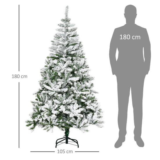 Homcom Kunstkerstboom met sneeuweffect scharnierconstructie Ø105 x 180h cm - - Image 6