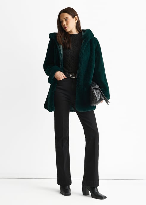 Hooded Faux Fur Jacket - Image 3