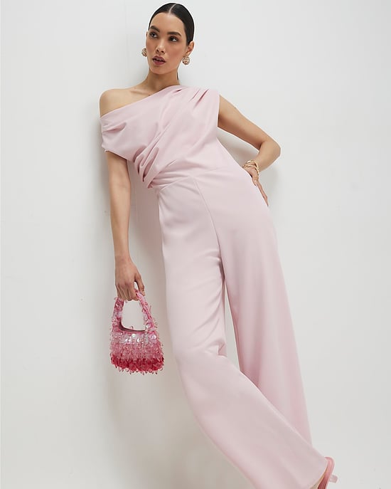 River Island Womens Jumpsuit Pink Asymmetric neck Drape Sleeveless - Image 2