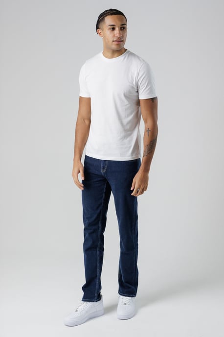 Dark Blue Organic Cotton Blend Slim Fit Mid-Rise Denim Jeans - Image 3