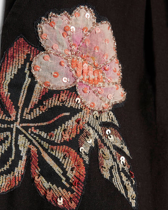 River Island Womens Shorts Black Beaded Floral Zip & Hook - Image 5