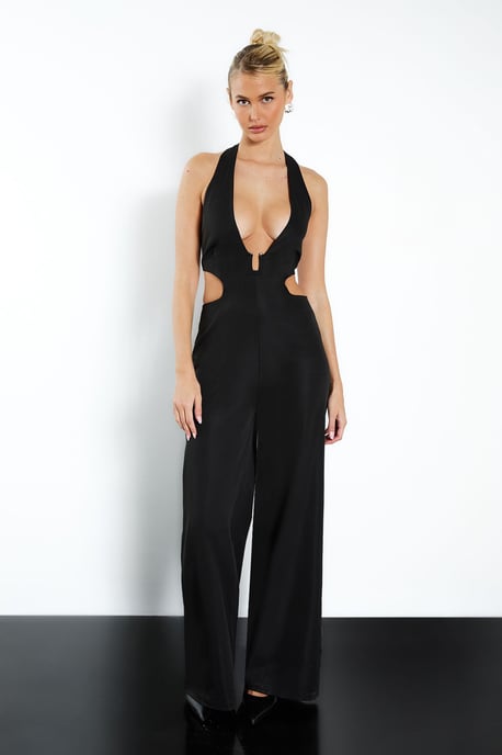 Cut Out Trim Detail Wide Leg Jumpsuit - Image 3