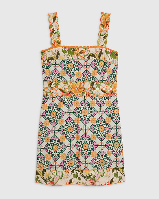 River Island Womens Mini Dress Orange Tile Print Sleeveless Del Maar - Image 6