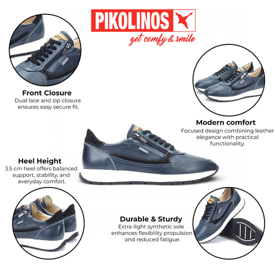Pikolinos Heren Blauwe Leren Gemakkelijk te Dragen Sneakers - Getafe - Image 2