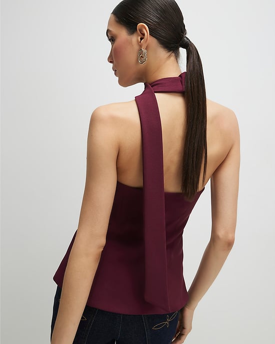 River Island Womens Waistcoat Purple Sleeveless Scarf Neck V-Neck - Image 3