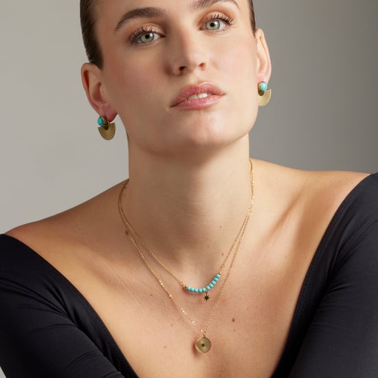Luxenter Turquoise oorbellen afgewerkt in 18K geel goud- Ria - Image 2