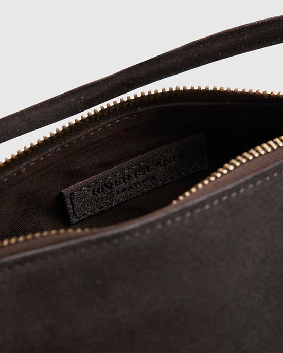 River Island Womens Cylinder Bag Brown Suede Mega Fringe Zip - Image 3