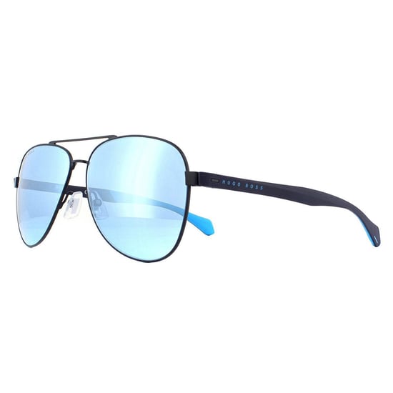 Hugo Boss Aviator Mens Matte Blue Blue Mirror Sunglasses - Image 2