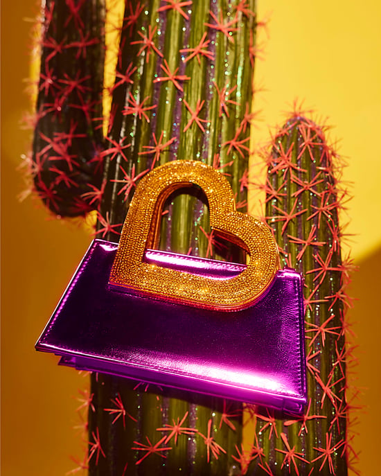 River Island Womens Heart Handle Bag Purple Popper Terry De Havilland - Image 5