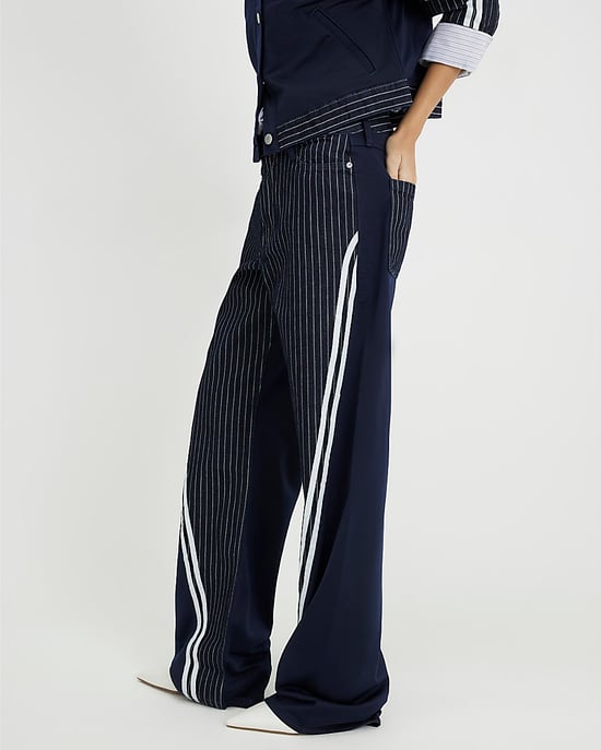 River Island Womens Straight Jeans Navy Relaxed Leg Stripe Hybrid - Image 4