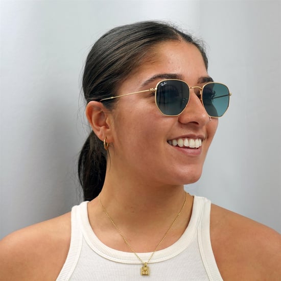 Ray-Ban Square Unisex Gold Blue Grey Gradient Sunglasses - Image 5