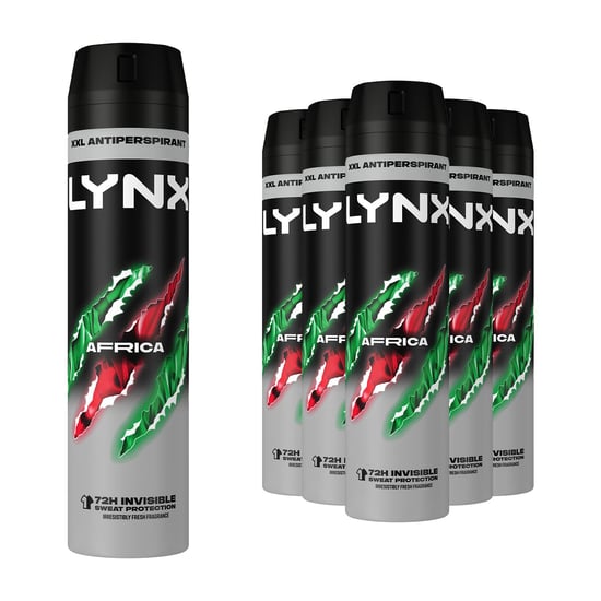 Lynx XXL Africa 72H Sweat Protection Anti-Perspirant Deodorant 6x250ml - Image 1
