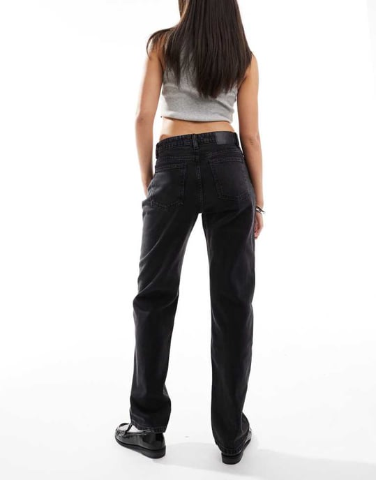 Cotton On original raka jeans i grafit svart denim - Image 3