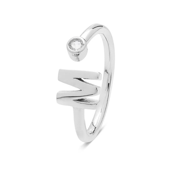 Luxenter alphabet ring in 925 sterling silver and shiny zirconia with rhodium plated finish - Image 1