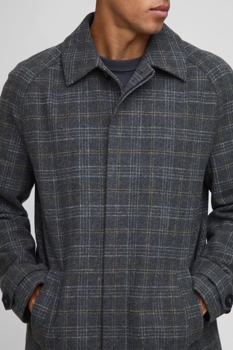 Regular Fit Raglan Single Breasted Check Collar Buckle Car Coat - Image 3