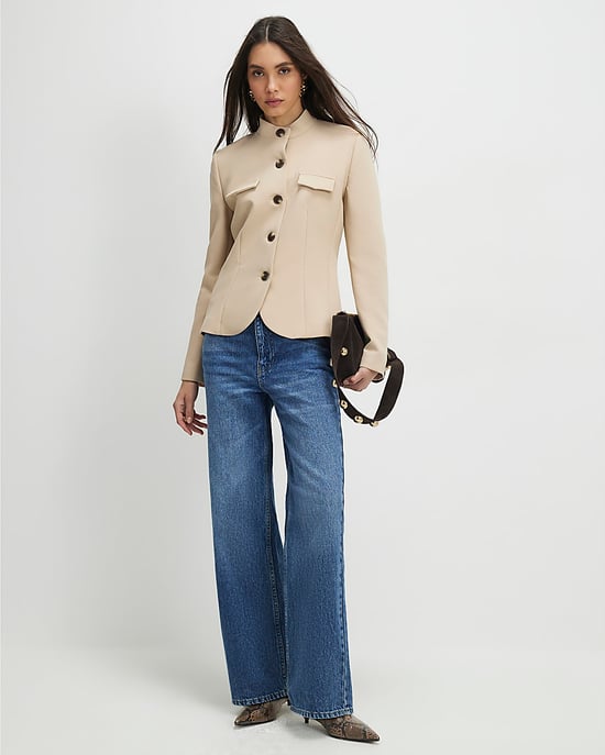 River Island Womens Jacket Beige Pocket Detail Structured Button - Image 4