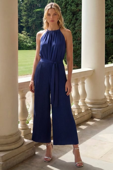 Pleated Halter Neck Jumpsuit - Image 1