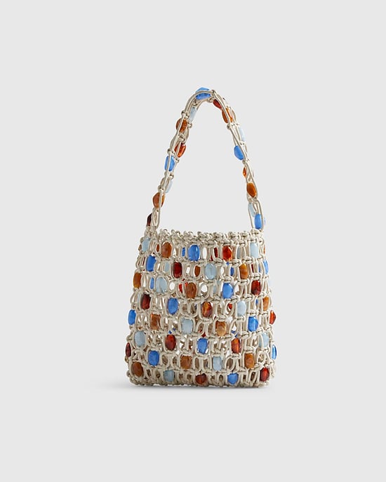 River Island Womens Rope Bag Cream Beaded 3D Flower Del Maar - Image 2