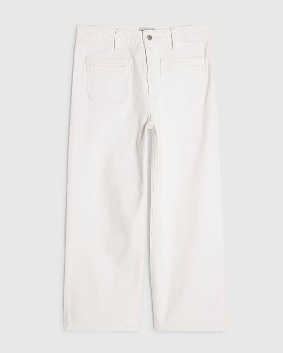 River Island Womens Cropped Jeans White High Waisted Wide Leg - Image 6