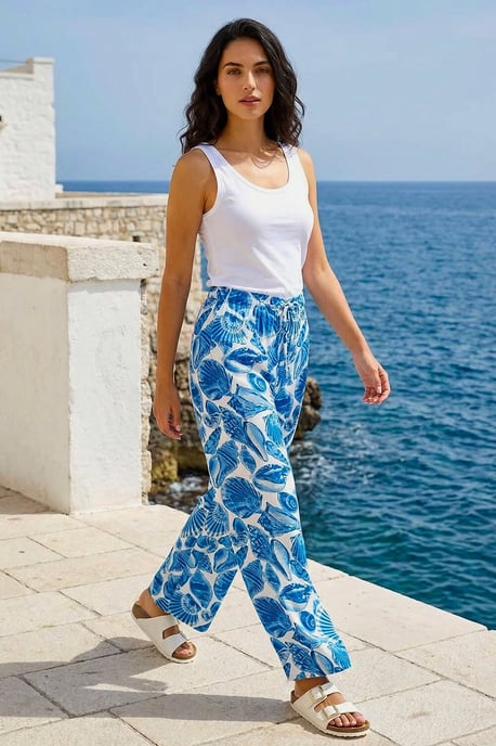 Dusk Shell Print Wide Leg Trousers - Image 1