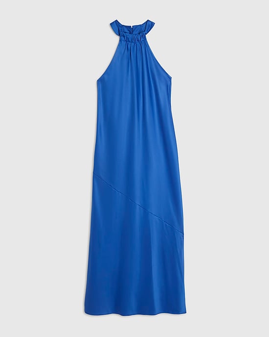River Island Womens Slip Midi Dress Petite Navy Halter Neck Back - Image 6