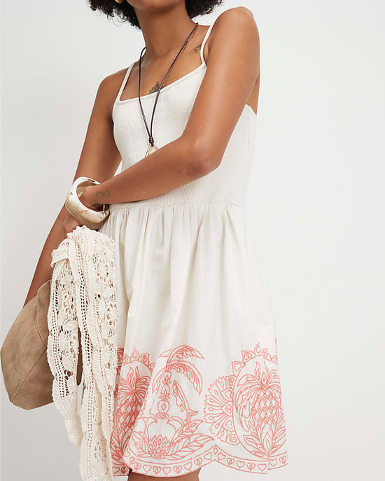 River Island Womens Mini Dress Cream Embroidered Palm Tree Hem - Image 4