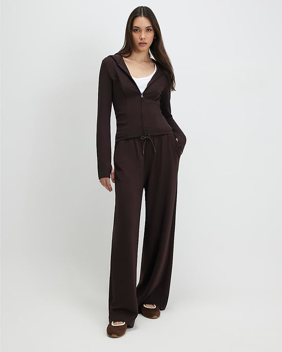 River Island Womens Hoodie Brown Long Sleeve Premium Zip - Image 3