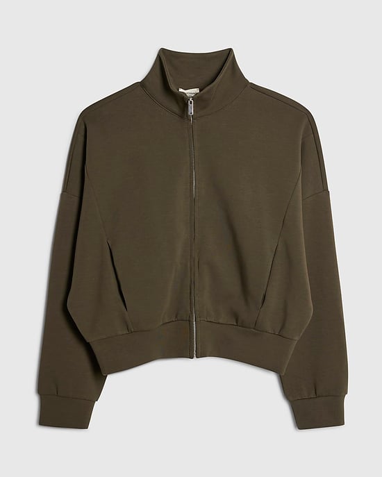 River Island Womens Sweatshirt Khaki Zip Up High Neck Long Sleeve - Image 6