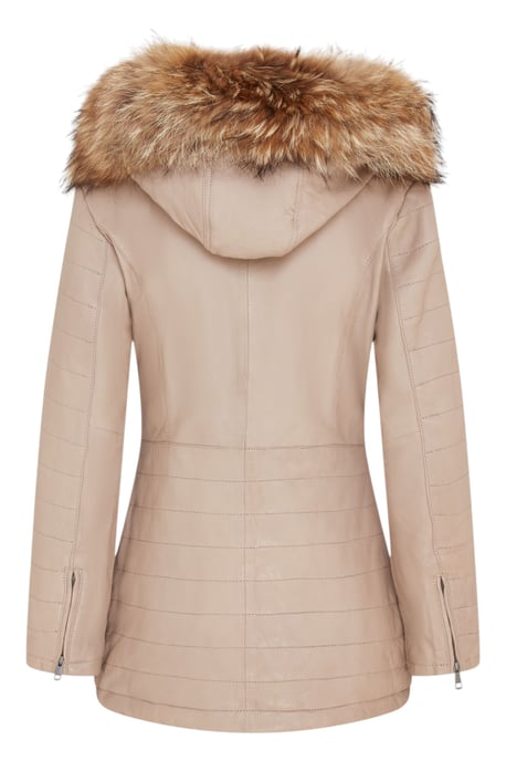 Beige gewatteerde leren parka voor dames - Winton - Image 5