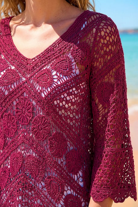 Crochet Lace V-Neck Open Knit - Image 4