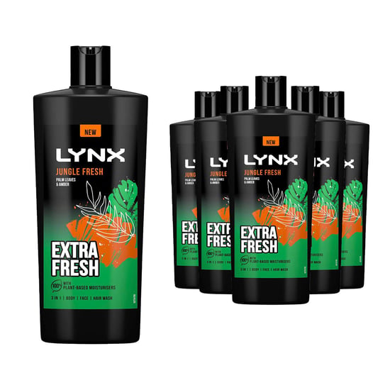 Lynx 3in1 Body, Face & Hair Wash Shower Gel Extra Fresh Jungle Fresh 700ml, 12pk - Image 1
