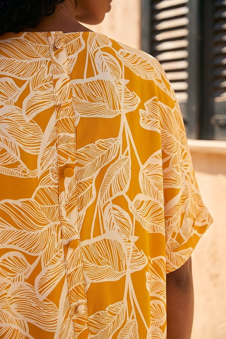 Leaf Print Buttoned Back Top - Image 4