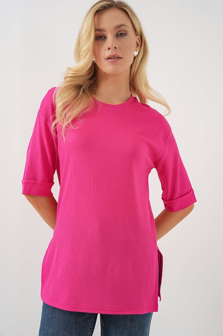 Gestructureerde Crewneck Korte Mouw T-Shirt - Image 4