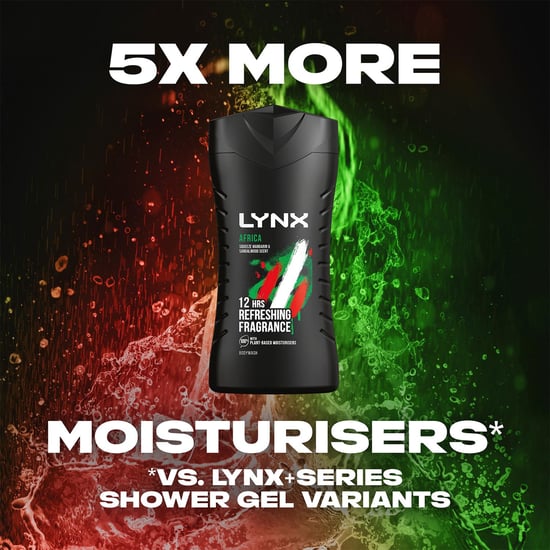 Lynx Africa 12-H Refreshing Fragrance Shower Gel Body Wash for Men, 6x225ml - Image 3