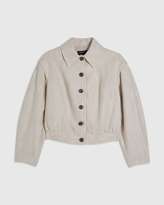 River Island Womens Bomber Jacket Beige Tailored Long Sleeve - Image 6