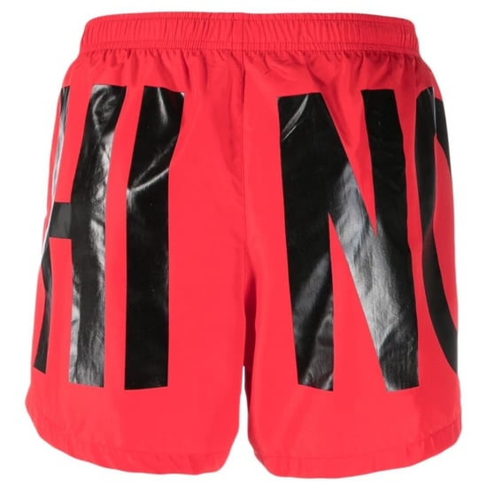 Moschino Brand Print Logo Red Short Swim Shorts - Image 2