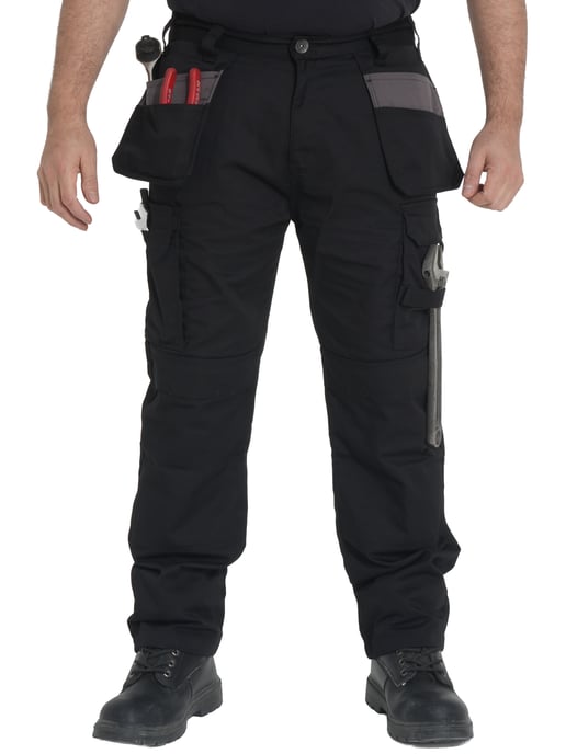 Kruze By Enzo | Mens Cargo Work Trousers - Black - Image 1