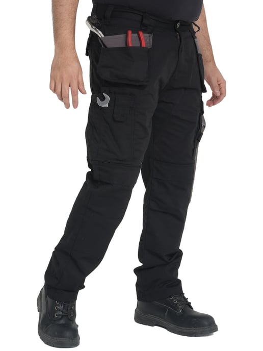 Kruze By Enzo | Mens Cargo Work Trousers - Black - Image 3