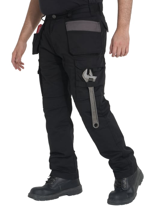 Kruze By Enzo | Mens Cargo Work Trousers - Black - Image 4