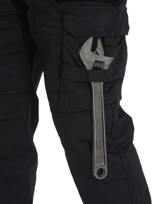 Kruze By Enzo | Mens Cargo Work Trousers - Black - Image 5