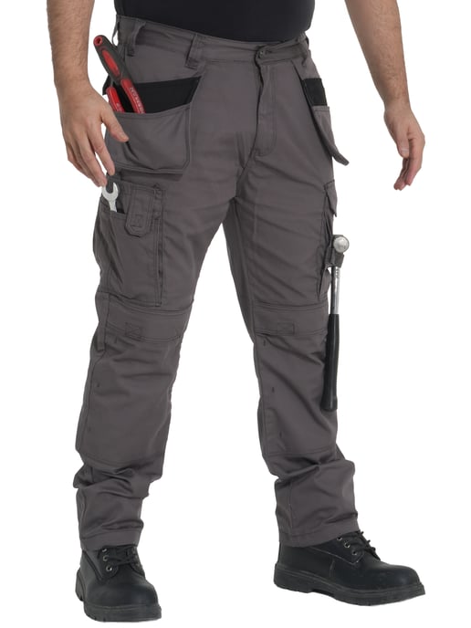 Kruze By Enzo | Mens Cargo Work Trousers - Grey - Image 3
