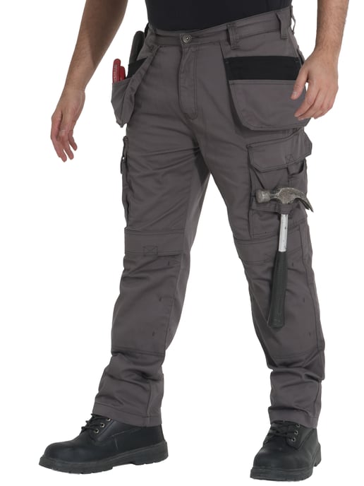 Kruze By Enzo | Mens Cargo Work Trousers - Grey - Image 4