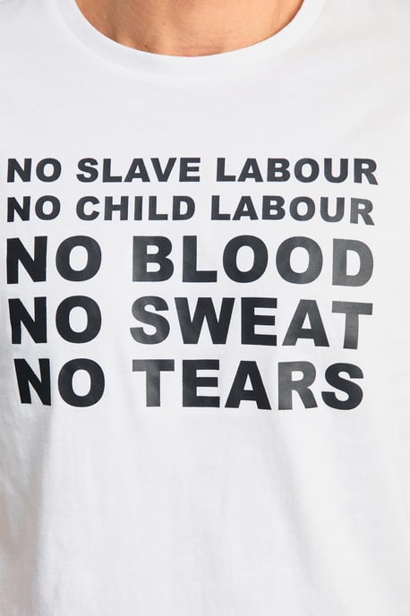 White Organic Cotton Crew Neck Short Sleeve Graphic Print T-Shirt - Image 4
