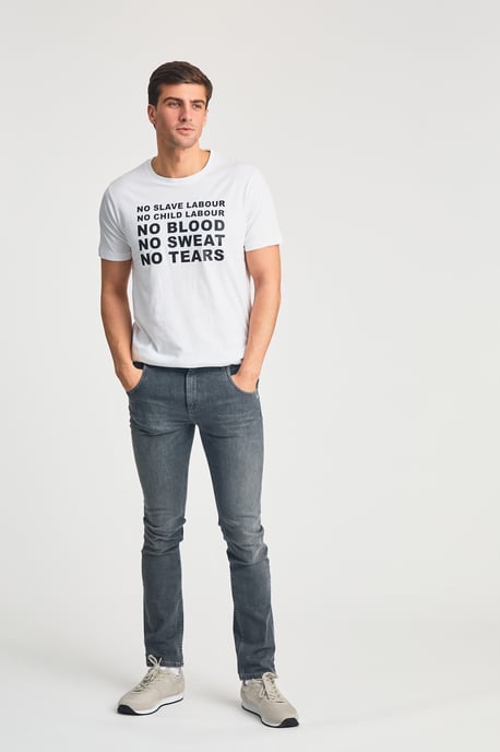 White Organic Cotton Crew Neck Short Sleeve Graphic Print T-Shirt - Image 3