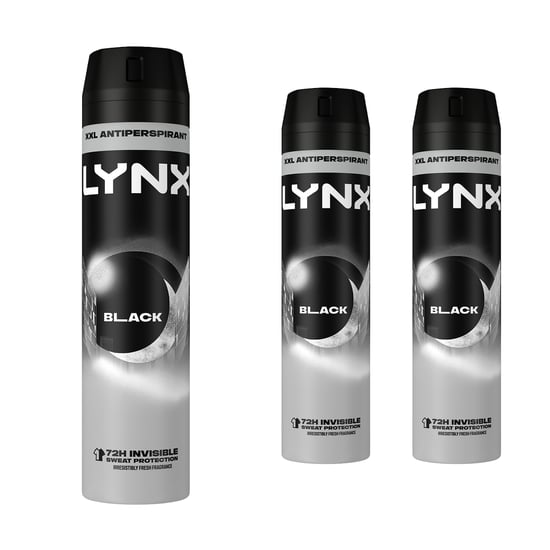 Lynx XXL Black 72H Sweat Protection Anti-Perspirant Deodorant, 3x250ml - Image 1