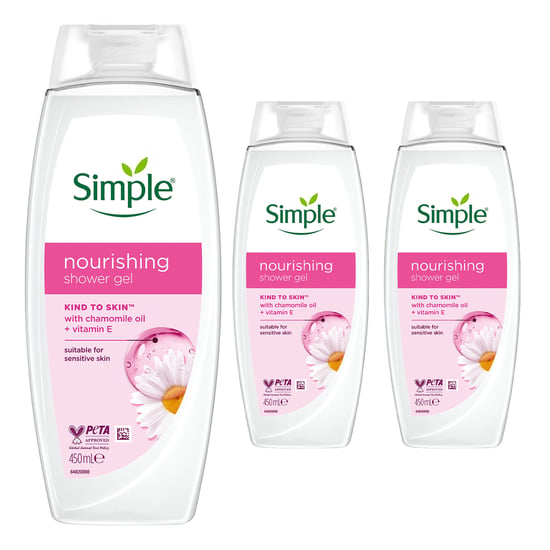 Simple Kind To Skin Nourishing Shower Cream With Gentle Formulation 450ml, 3 Pk - Image 1
