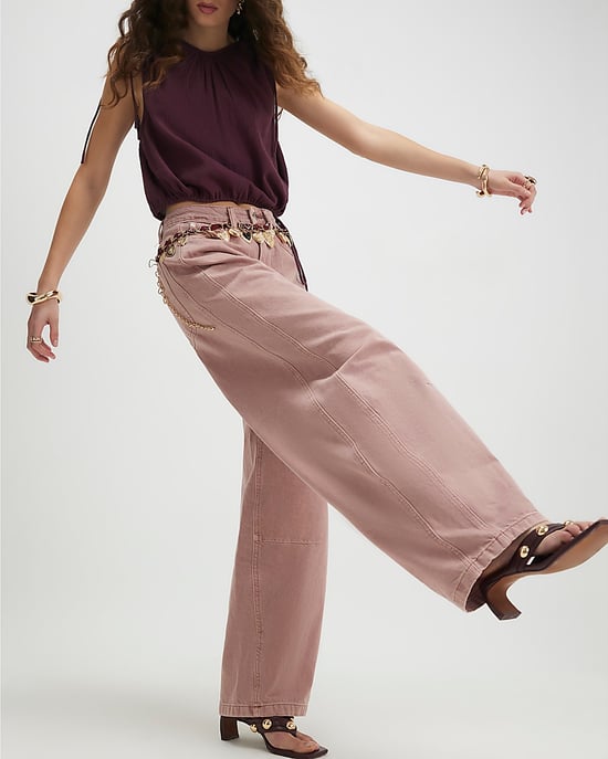 River Island Womens Balloon Leg Jeans Pink High Waisted - Image 4