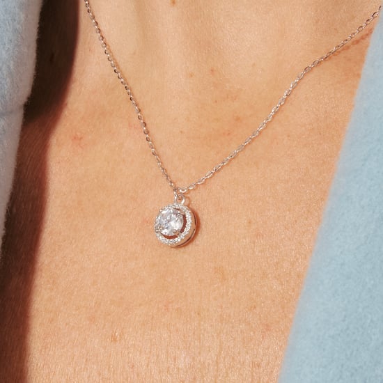 Luxenter legend gemstone necklace in 925 sterling silver and shiny zirconia with rhodium plated finish - Image 3